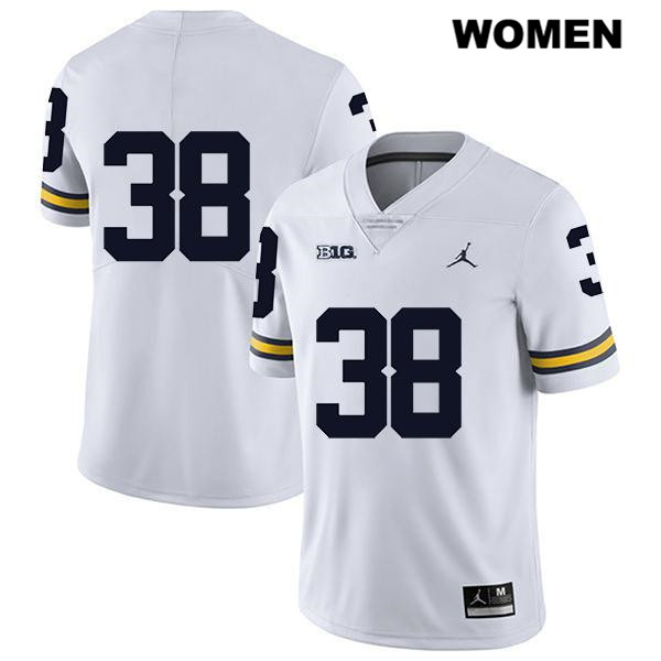 Women's NCAA Michigan Wolverines Geoffrey Reeves #38 No Name White Jordan Brand Authentic Stitched Legend Football College Jersey EV25P26LY